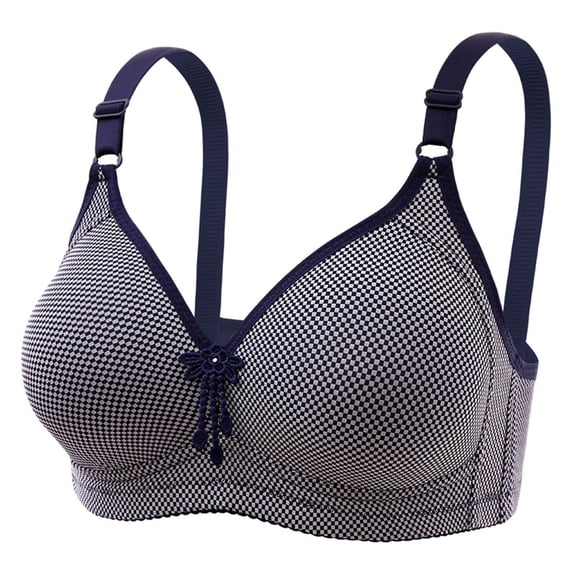 Ersazi 32D Bra Woman'S Embroidered Glossy Comfortable Breathable Bra Underwear No Rims Dark Blue Xl