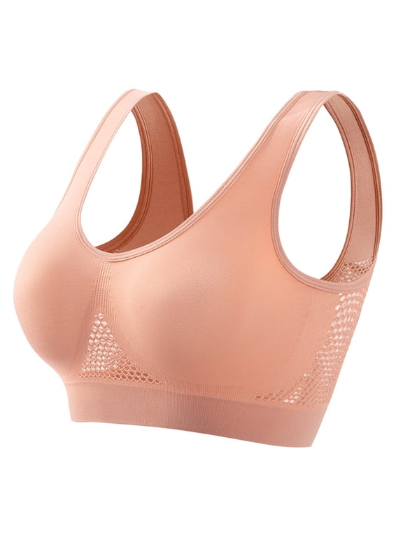 Ersazi 38 Ddd Bras for Women Women Seamless Sports Bra Wirefree Yoga Bra with Removable Pads Pink Xl