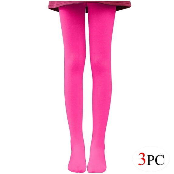 Ersazi 3Pc Girls Tights Women'S All Age Thin Velvet Dance Socks Base Socks White Pantyhose Hot Pink L