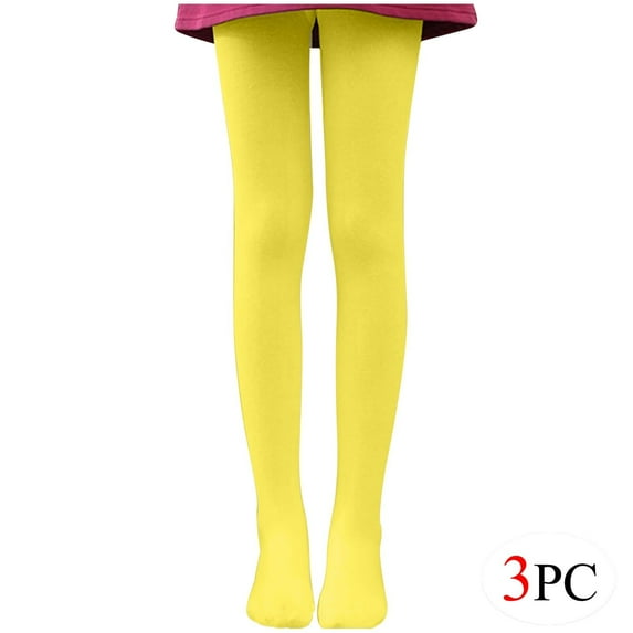 Ersazi 3Pc Striped Tights Women'S All Age Thin Velvet Dance Socks Base Socks White Pantyhose Yellow M