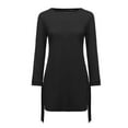 thumbnail image 1 of Ersazi A Line Dress Women Solid Bow Elegant Straigth Dress Spring Loose Mini Dresses In Clearance Black L, 1 of 5