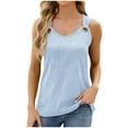 thumbnail image 1 of Ersazi Basic Tops for Woman V-Neck Comfortable Breathable Sleeveless Metal Ring Shirt Tops Sky Blue, 1 of 8
