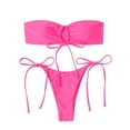 thumbnail image 1 of Ersazi Bathing Suit for Women Tube Top Split Bikini With Chest Pad Without Underwire In Clearance Pink M, 1 of 4