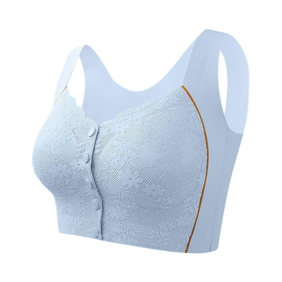 Ersazi Best Bra Women Wireless Large Size Pull Together Bra Comfortable Underwear Light Blue M