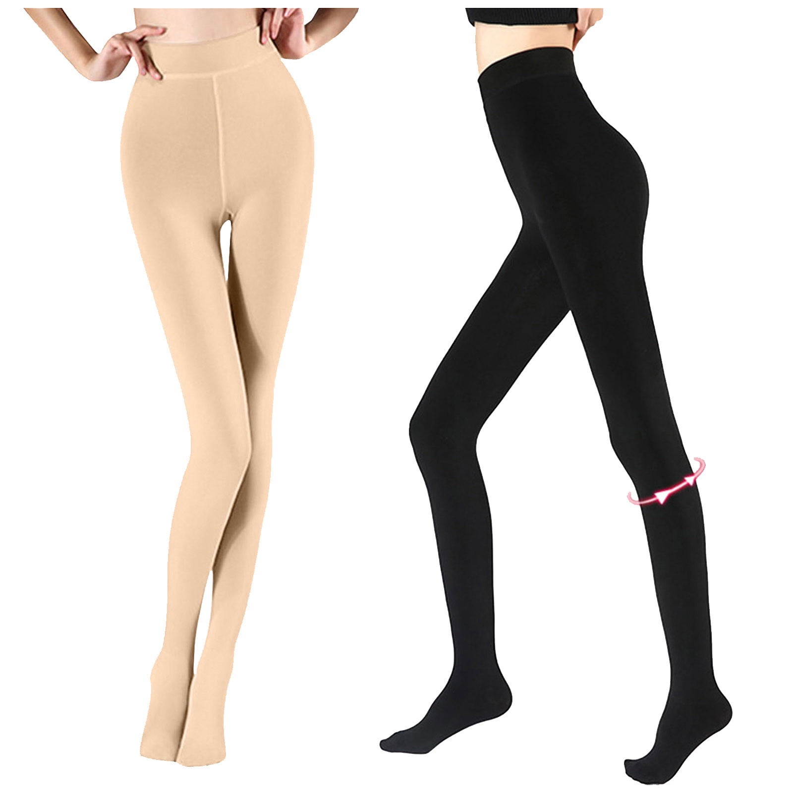 Ersazi Bodystocking 2Pc Fashion Women Pantyhose Solid Leggings Super  Elastic Slim Casual Legging Black One Size 