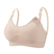 Ersazi Bras Women Hands-Free Breast Pump Nursing Bras Pregnant Breastfeeding Vest In Clearance Beige L
