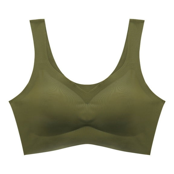 Ersazi Bras for Large Breasts Women Sexy Top Bra Wire Free Underwears Base Style Sports Lingerie Green M