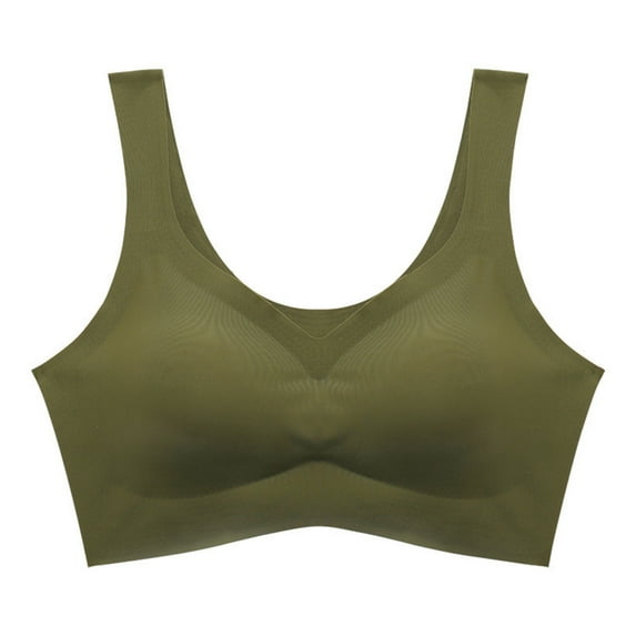 Ersazi Bras for Large Breasts Women Sexy Top Bra Wire Free Underwears Base Style Sports Lingerie Green M
