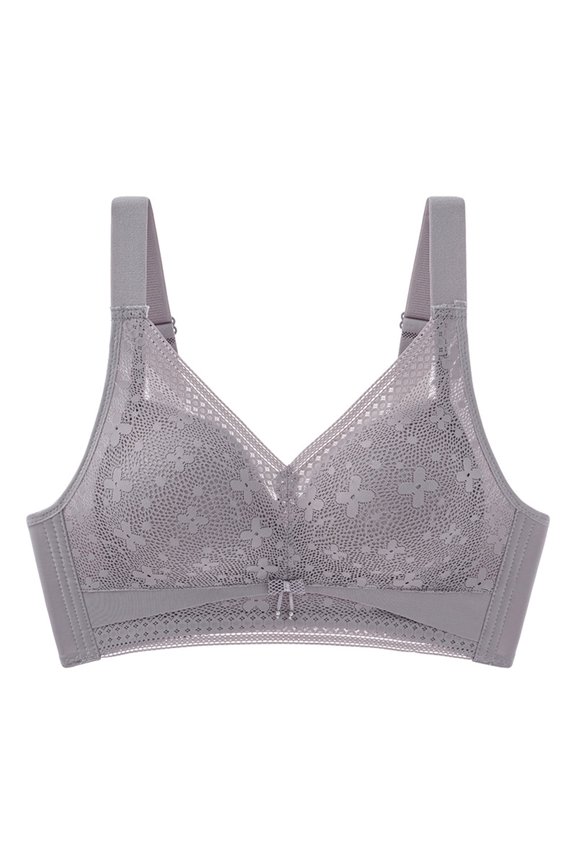Ersazi Bras for Women Comfortable Lace Breathable Bra Underwear No Rims Red 2Xl
