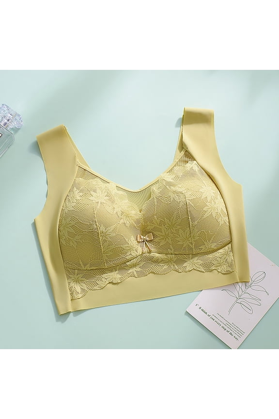 Ersazi Bras Women Fashion Sports Lace Bra Wire Free Underwear one-Piece Bra Everyday Underwear Green Xxl