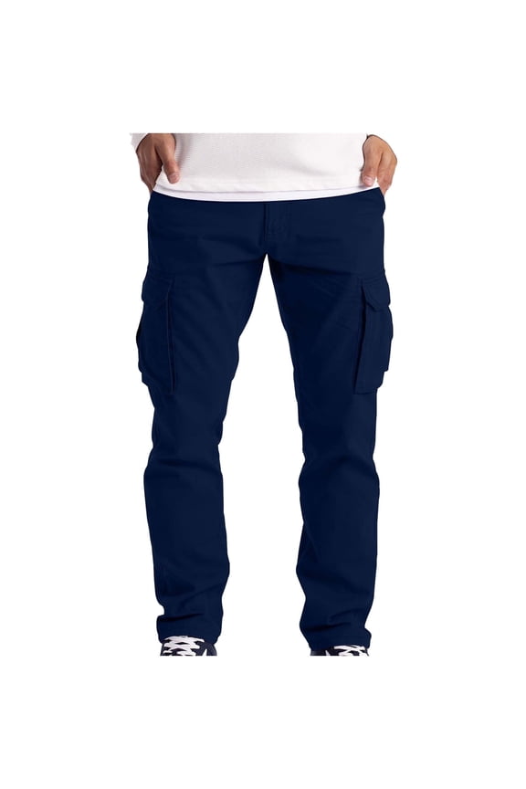 Ersazi Cargo Pants Men'S Cargo Trousers Work Wear Comfort Cargo 6 Pocket Full Pants Navy M