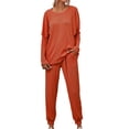 thumbnail image 1 of Ersazi Christmas Pajamas Women Women'S Color Loose Casual Two-Piece Sets Long Sleeve Shirt Blouse And Pants Set With Pocket Orange S, 1 of 7