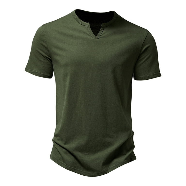 Ersazi Clearance Huk Fishing Shirts for Men Men Casual Solid Slim-fit  Pullover Short Sleeve V-Neck T-Shirt Tops Blouse Mesh Tanks 2- Green Tank  Top