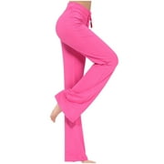 YUTK Ersazi Sweat Pants for Womens Women's Loose High Waist Wide Leg Pants Workout Out Leggings Casual Trousers Yoga Gym Pants Flare Yoga Pants for Women 3- Hot Pink1 Leggings for Women L