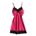 thumbnail image 1 of Ersazi Cotton Pajamas Satin Sleepwear Women Ladies Nightwear Nightdress Lingerie With Chest Pads Hot Pink Xxxl, 1 of 5