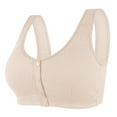 thumbnail image 1 of Ersazi Cotton Sports Bra Ladies Traceless Comfortable No Steel Ring Breathable Gathering Front Opening Buckle Bra Woman Underwear Beige 2Xl, 1 of 7