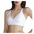 thumbnail image 1 of Ersazi Cotton Sports Bra Pure Color Sports Bra Deep V Tight High Elastic Yoga Sports Underwear White Xl, 1 of 5