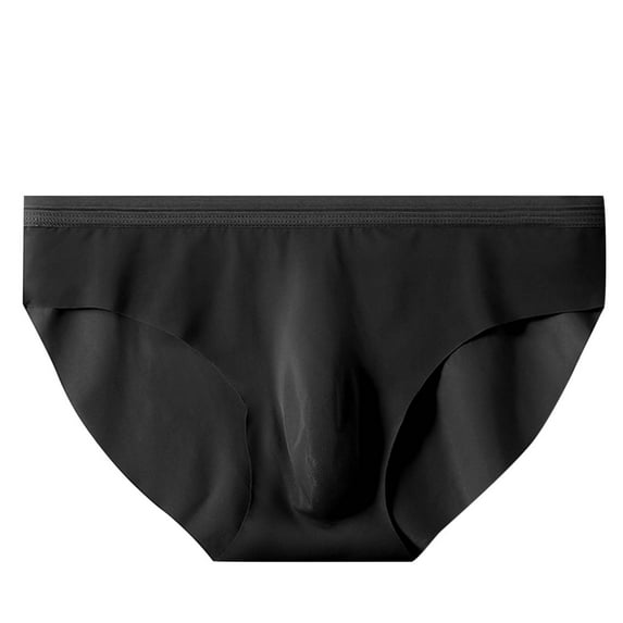 Ersazi Cotton Lined Underwear Men's Solid Color Ice Silk Seamless Briefs On Clearance Black 3Xl