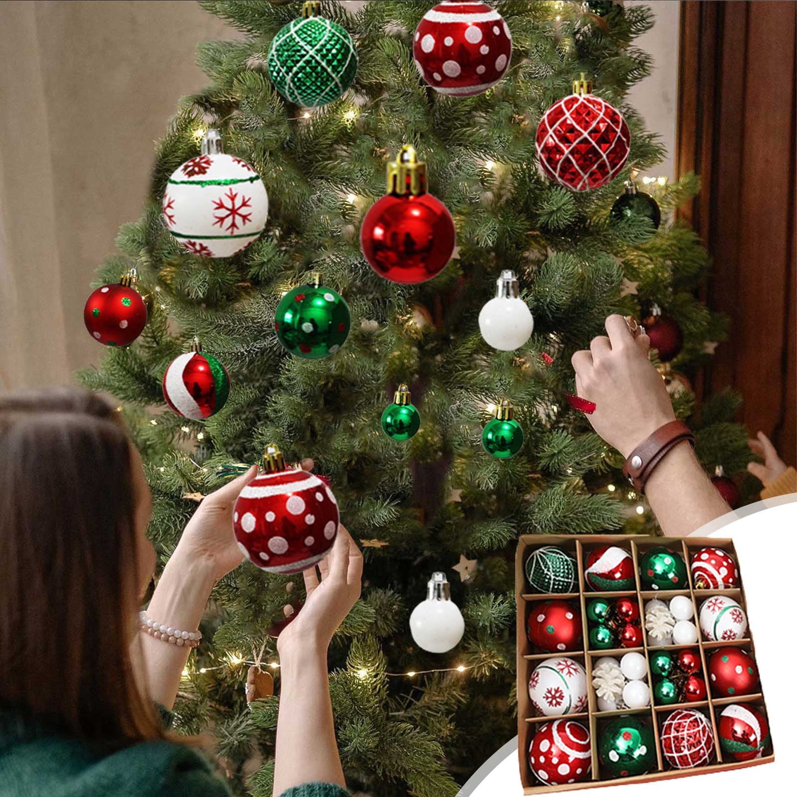 Ersazi Cream Ornaments For Christmas Tree 42Pcs Christmas Ball