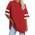 thumbnail image 1 of Ersazi Cropped T-Shirt For Women Women'S Fashionable Short Sleeved Round Neck Solid Color Top Loose Casual Shirt Red Womens Shirts Short Sleeve M, 1 of 6