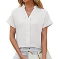 thumbnail image 1 of Ersazi Customized Gifts Fashion Casual Women's Solid Short Sleeve V-Neck T-Shrit Top Blouse White Xxl, 1 of 9