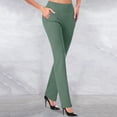 thumbnail image 1 of Ersazi Dress Pants for Women Casual Temperament Pockets Solid Color Micro Pull Slim Flare Trousers Comfy Pants Women Army Green M, 1 of 5