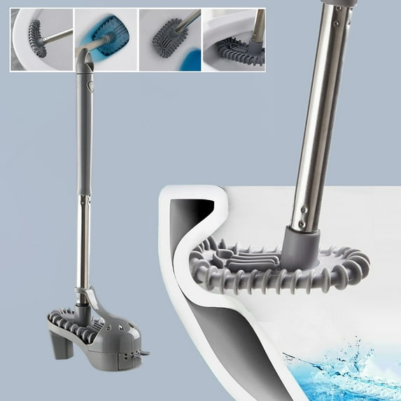 Ersazi Electric Scrub-Ber for Cleaning Toilet Cleaning Brush with Base Toilet Brush - Ergonomic,Long Handle,Deep Cleaning,High-Heeled Appearance,19.6 8 in. X 1.96 in Gray