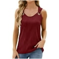 thumbnail image 1 of Ersazi Fitted Shirts for Women V-Neck Comfortable Breathable Sleeveless Metal Ring Shirt Tops Wine, 1 of 8