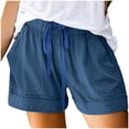 thumbnail image 1 of Ersazi Flare Shorts for Women Women's Fashion Solid Color Large Size Drawstring Pocket Straight Loose Shorts Blue Cargo Shorts Xxl, 1 of 6