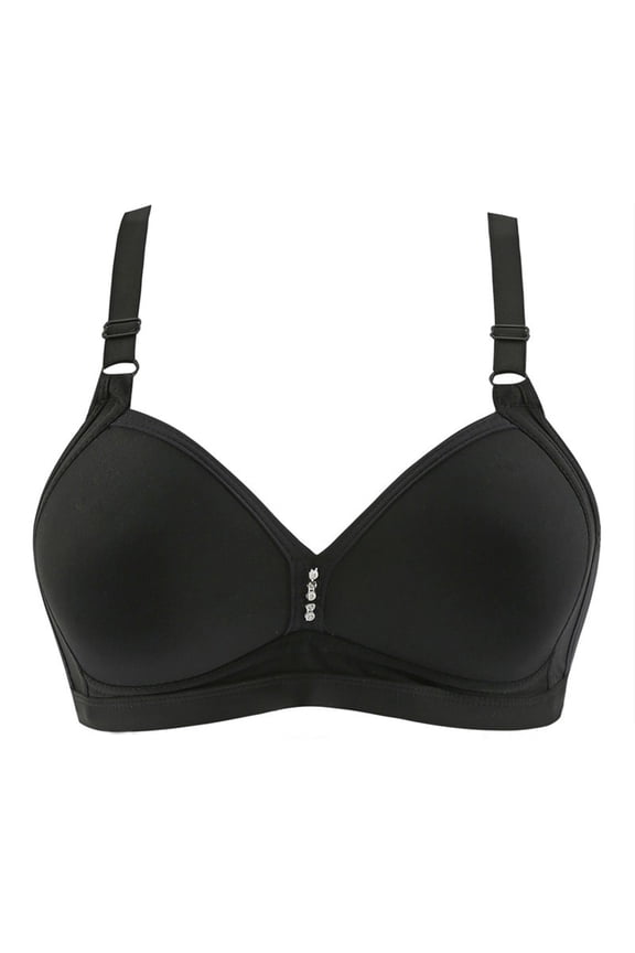 Ersazi Front Clasp Bras for Women Bras Double Breasted Comfortable Breathable Anti-Exhaust Base Solid Non-Steel Ring Non-Magnetic Buckle Underwear Black S