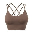 thumbnail image 1 of Ersazi Front Closure Bras for Older Women Women Yoga Solid Sleeveless Cold Shoulder Casual Tanks Blouse Tops Intimates Brown M, 1 of 1