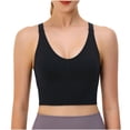thumbnail image 1 of Ersazi Front Closure Bras for Older Women Yoga Solid Sleeveless Cold Shoulder Casual Tanks Blouse Tops Intimates Black M, 1 of 7