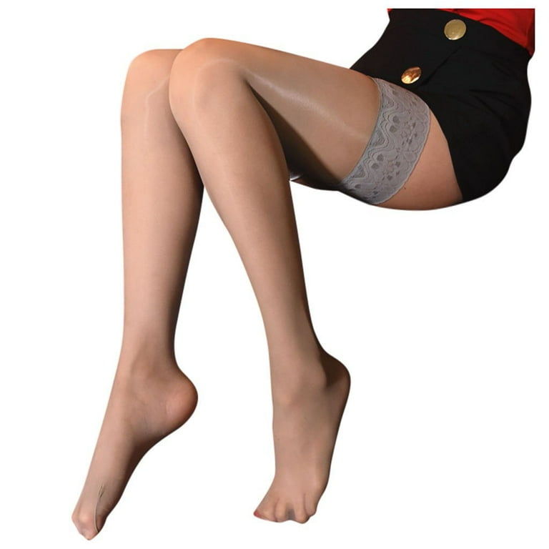 Ersazi Glitter Tights Women 8D Oil Glossy Stockings Shiny Satin Shape  Non-Slip Stockings Gray Free
