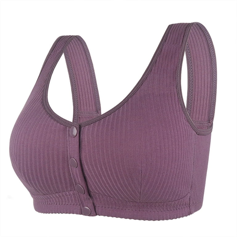 Ersazi Kendally Bras For Older Women Casual Sexy Front Button Shaping Cup  Shoulder Strap Underwire Bra Plus Size Extra-Elastic Wirefree On Clearance  Purple 42 