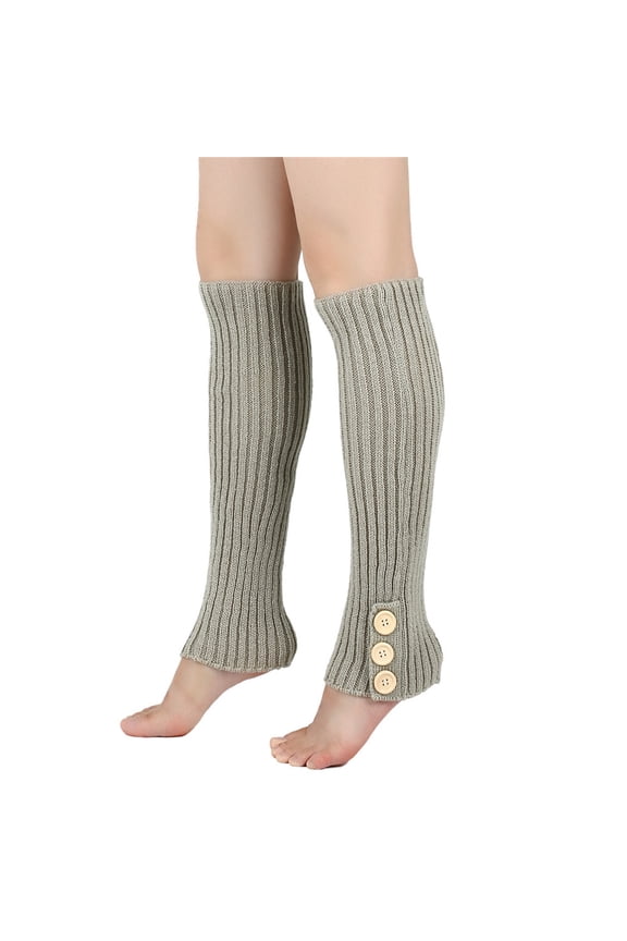 Ersazi Long Warm Socks For Women Women'S Warm Wool Socks Knitted Button Jacket Long Boot Covers Stacked Socks Foot Warmers Leg Covers Gray Free Size