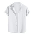 thumbnail image 1 of Ersazi Mans Tops 3/4 Length Sleeves Men'S Fashionable Lapel Shirt Button Solid Casual Loose Top In Clearance White Mens Plus Size Blouses Xxl, 1 of 9