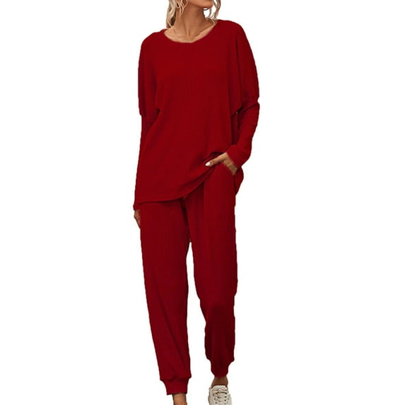 Ersazi Matching Pajamas For Couples Women'S Color Loose Casual Two-Piece Sets Long Sleeve Shirt Blouse And Pants Set With Pocket On Clearance Wine 4Xl