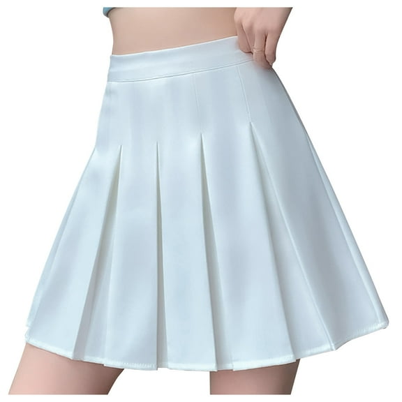 Ersazi Maxi Dress Sale Women Fashion Fancy High-Waist Slim Elastic Casual Pleated Frilly Skirt White Xxl