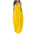 thumbnail image 1 of Ersazi Maxi Dresses for Women 2024 Fashion Women Sexy Plus Size Sleeveless Pockets Camisole Long Dress Sexy Dresses for Women Yellow M, 1 of 5