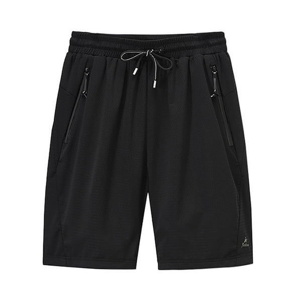 Ersazi Men's Linerless Workout Shorts Men's Solid Color Breathable Mesh Quick Dry Elastic 5-Point Leisure Sports Beach Pants Black 3Xl