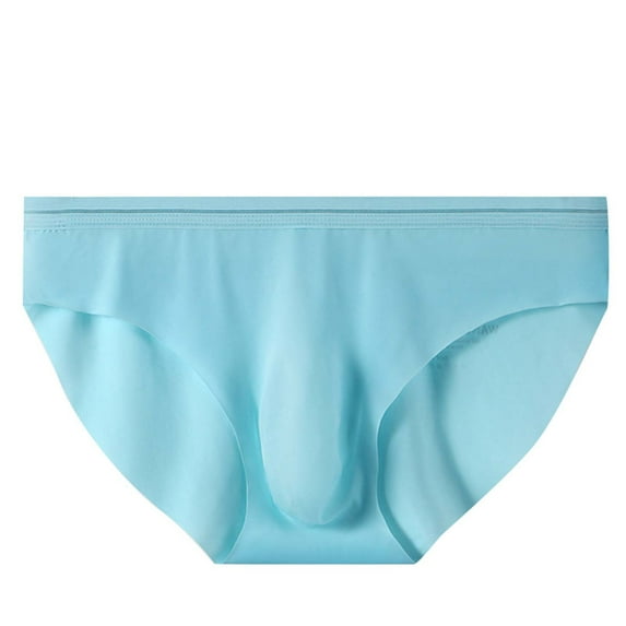 Ersazi Mens Briefs Men's Solid Color Ice Silk Seamless Briefs Sky Blue 3Xl