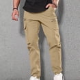 thumbnail image 1 of Ersazi Mens Lightweight Pants Men Casual Multiple Pockets Outdoor Straight Type Fitness Pants Cargo Pants Trousers Khaki Xl, 1 of 6