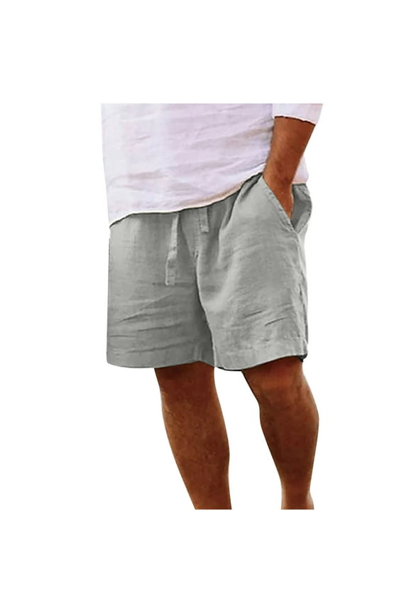 Ersazi Mens Running Shorts Men Casual Solid Pocket Elastic Waist Straight Half Shorts Pants Sport Pants Gray L