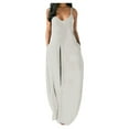 thumbnail image 1 of Ersazi Modest Dresses Fashion Women Sexy Plus Size Sleeveless Pockets Camisole Long Dress T Shirt Dress Women Gray 3Xl, 1 of 5