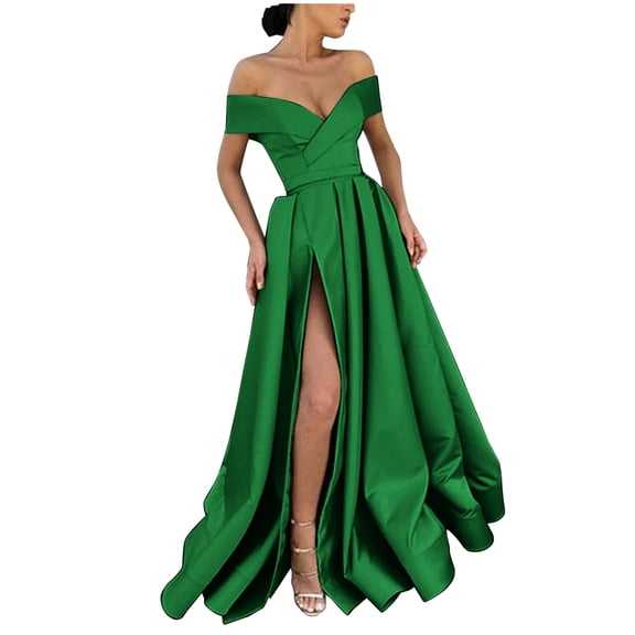 Ersazi Modest Dresses Fashion Women Sexy Sleeveless Dress Strapless Backless Long Dress Little Black Dress for Women Green 3Xl