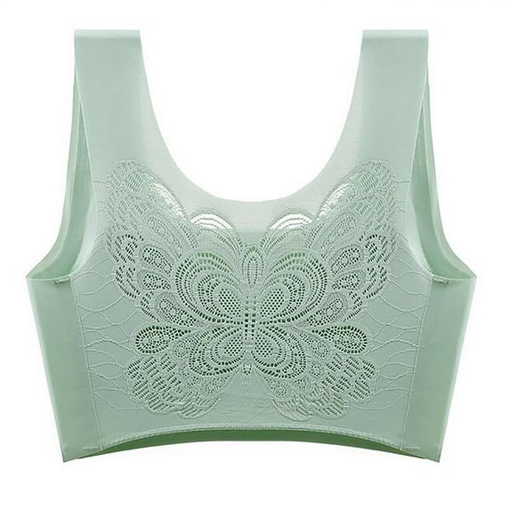 Ersazi Nursing Bra Plus Size Women's Stretch Plus Size Sports Bra Underwear Yoga Hollow Out Bra Green Xl