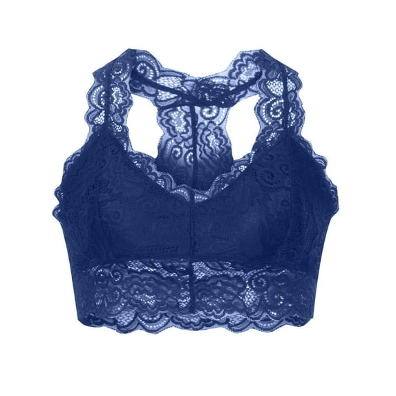 Ersazi Nursing Bras Plus Size Sexy Women Plus Size Vest Crop Wire Free Bra Lace Lingerie Sexy V-Neck Underwear Blue 3Xl