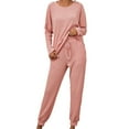 thumbnail image 1 of Ersazi Pajamas For Women Women'S Color Loose Casual Two-Piece Sets Long Sleeve Shirt Blouse And Pants Set With Pocket Pink S, 1 of 9