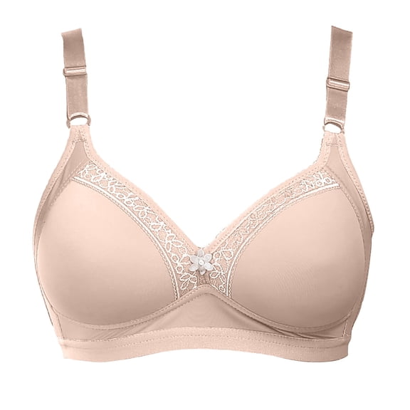 Ersazi Plus Size Bras for Women Fashion Women's Bra Wire Free Underwear Onepiece Bra Everyday Underwear Bras Beige 36
