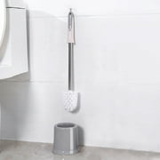 Ersazi Scrub Brush with Long Handle Toilet Bowl Brush and Holder,Compact Toilet Cleaner Brush Set for Bathroom Deep Cleaning,Compact Size for Storage and Organization on Clearance Gray